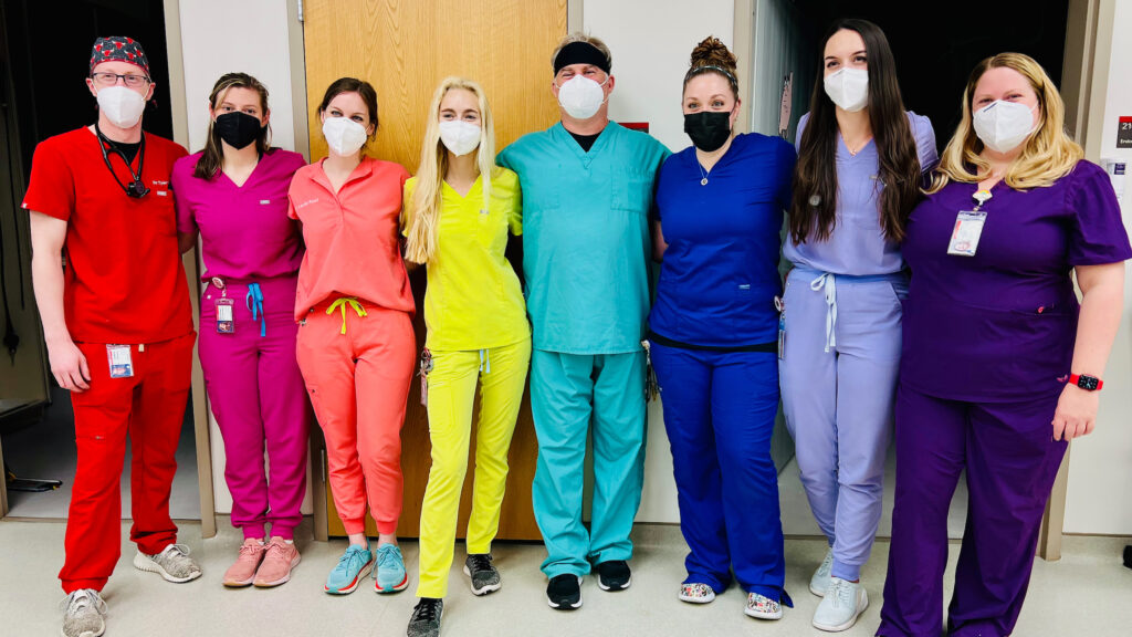 vets in rainbow of scrubs