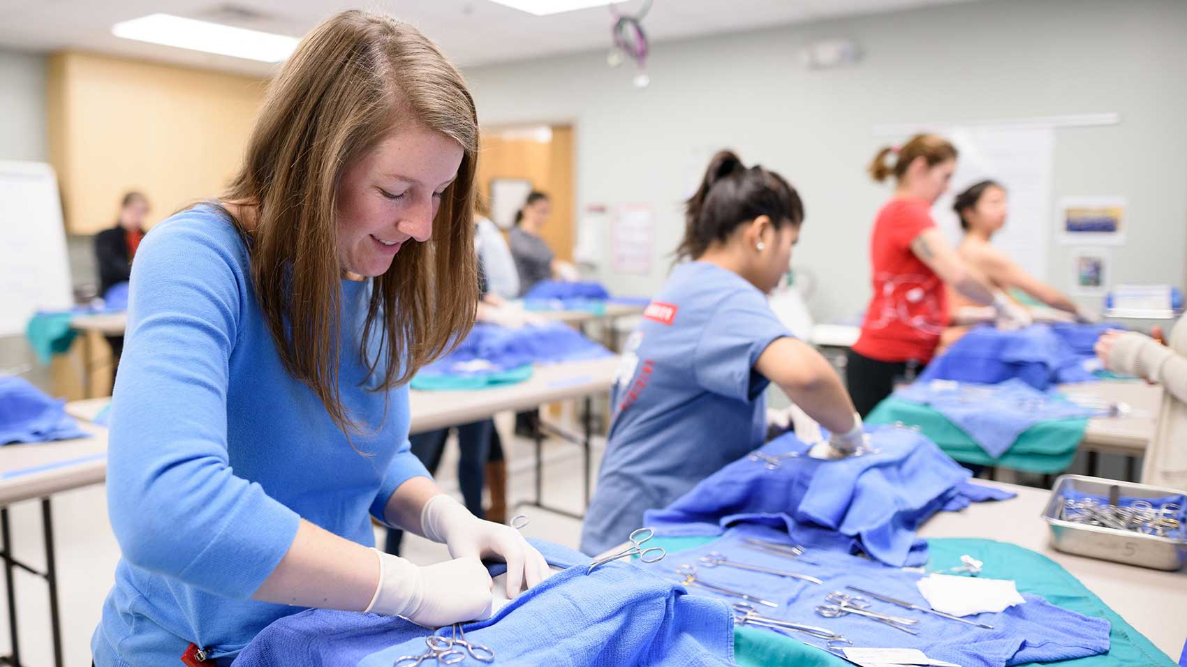 students practice surgery
