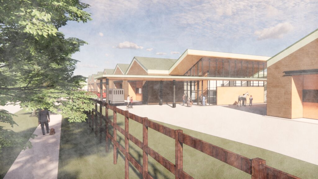 Rendering of proposed design fo NC State's new Equine Veterinary Medical Center.