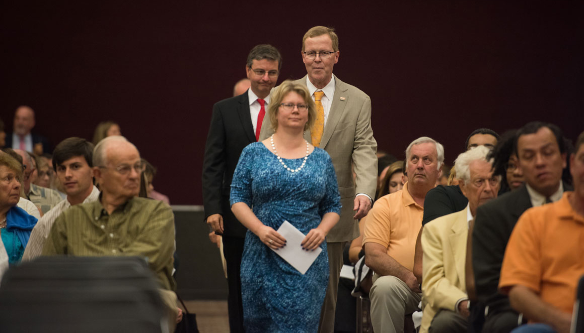 Jennifer Neel leads the procession during the annual White Coat Ceremony.