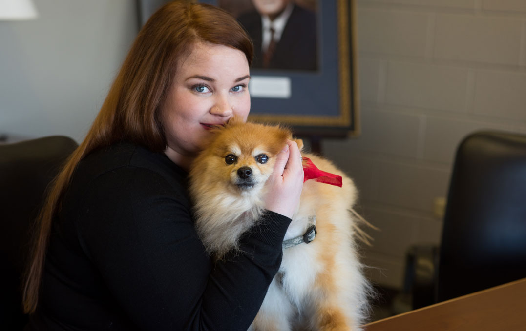 Mallory Wehrmann and Charlie, her 12-year-old Pomeranian