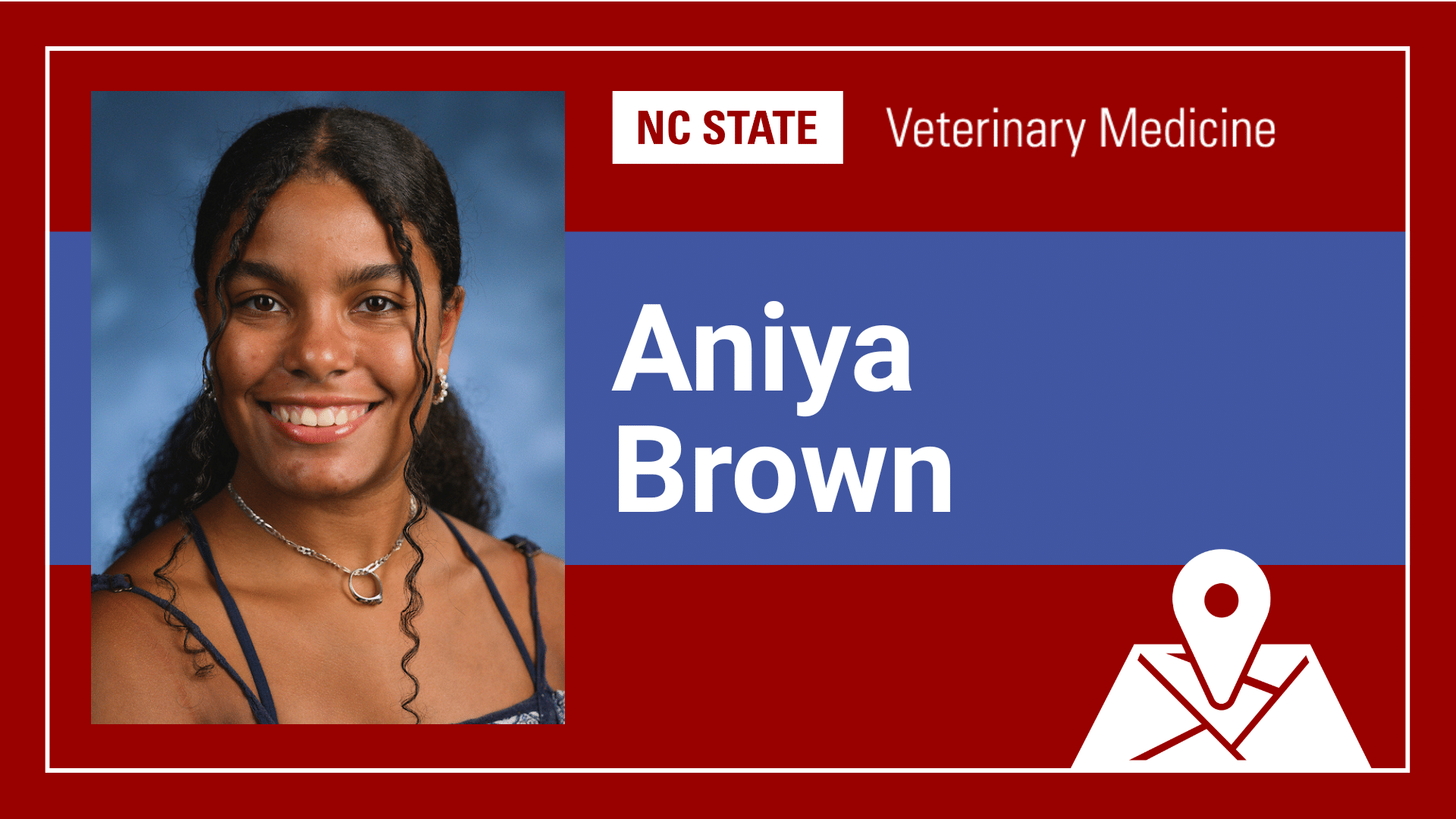 A red graphic with a headshot of Aniya Brown 