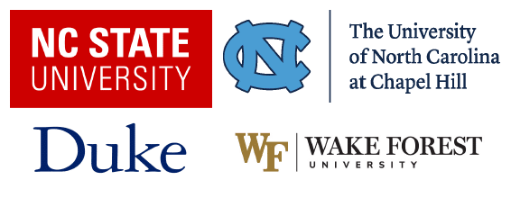 Logos from NC State, UNC Chapel Hill, Wake Forest University and Duke University